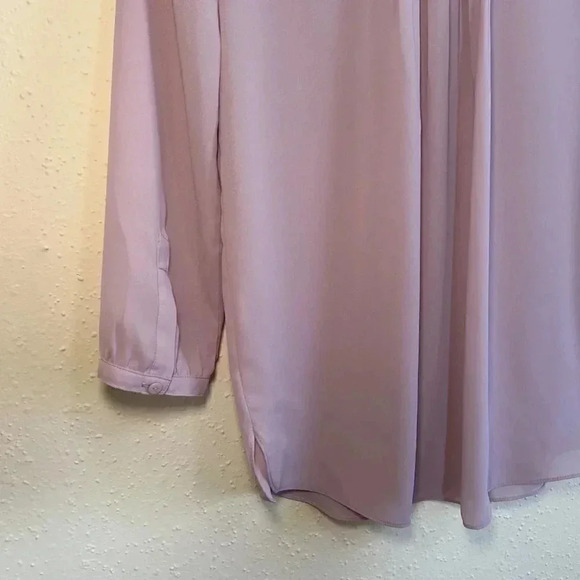 2/$30 NYDJ Size Small Romantic Flowy Mauve Long Sleeve Pleated Blouse Shirt Boho - Picture 8 of 8